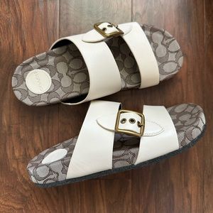 Coach White Leather Sandals